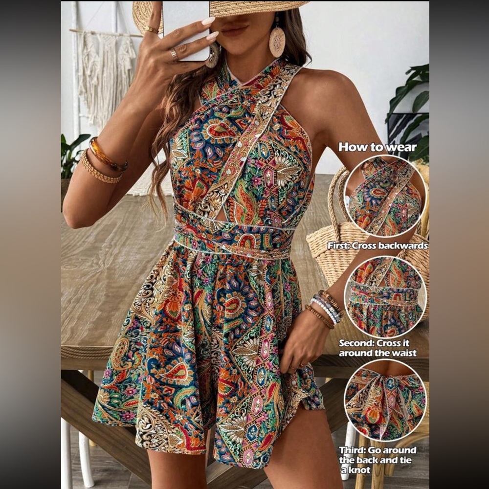 New to Posh C 🔆| Mirage Euro Style Halter Romper Casual Resort Wear - Picture 3 of 12